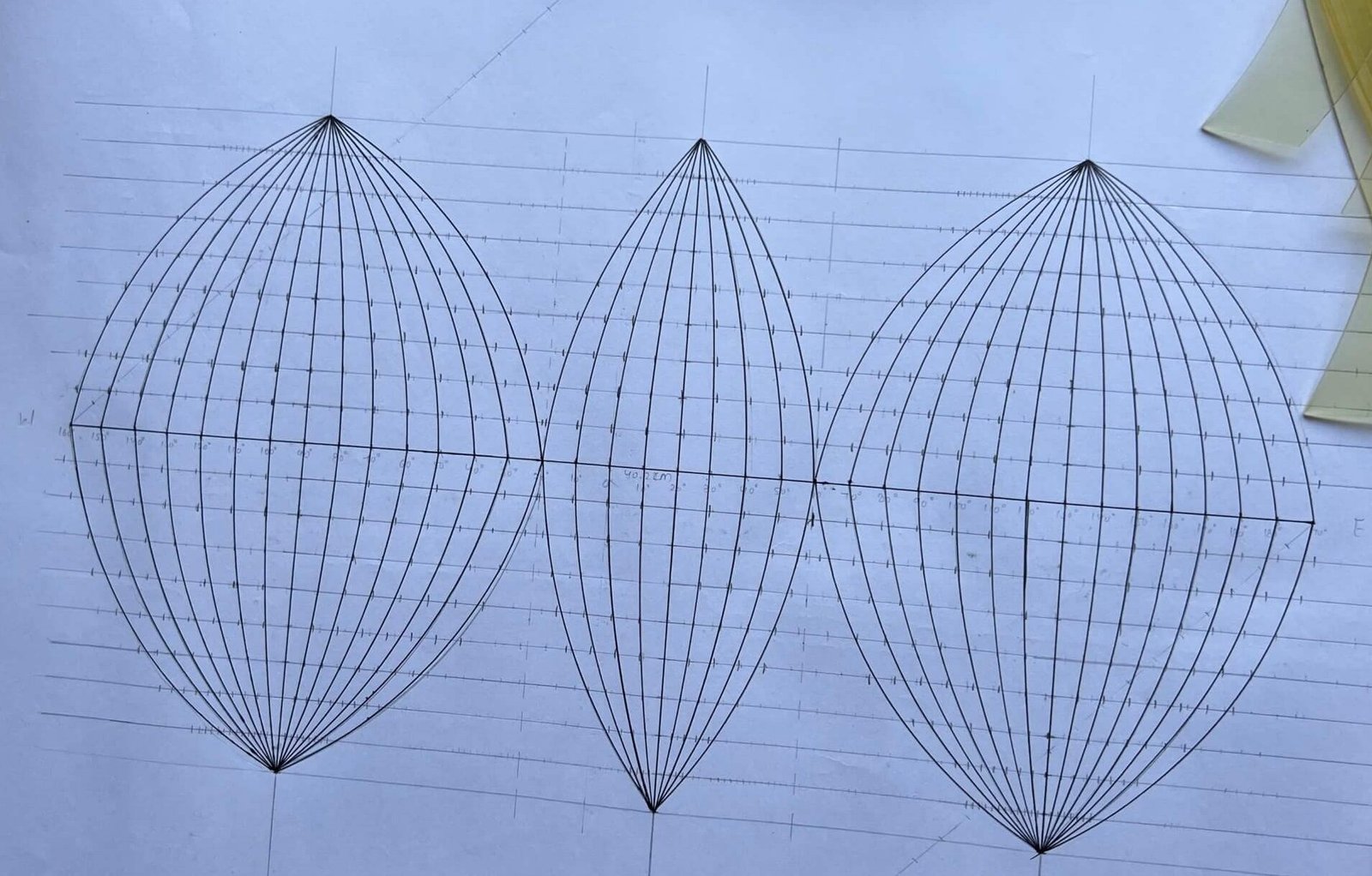The interrupted projection with darker and more clearly defined meridians and boundaries