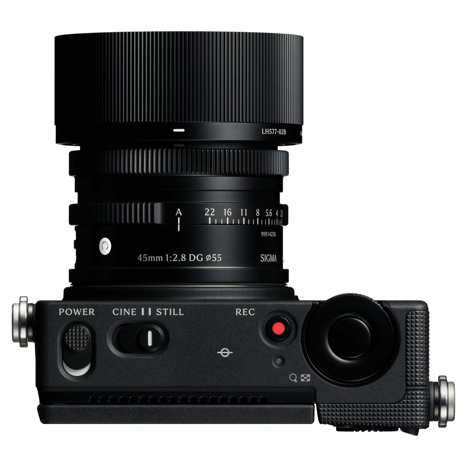 Top view of Sigma FP2 with 45mm lens